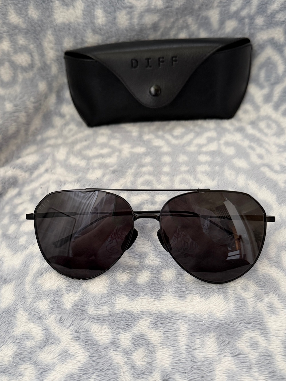 Diff Eyewear Dash Unisex Matte Black Sunglasses Metal Aviator Polarized